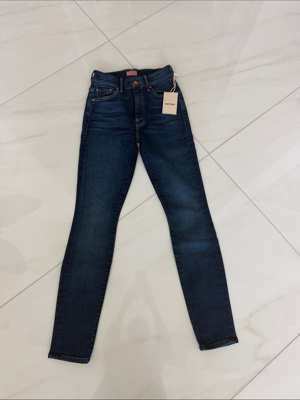 MOTHER Dark Indigo High-Rise Skinny Jeans